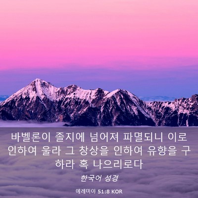 Picture 03 - 예레미야 51:8 KOR - 바벨론이 졸지에 넘어져 파멸되니 - Bible Verse Picture
