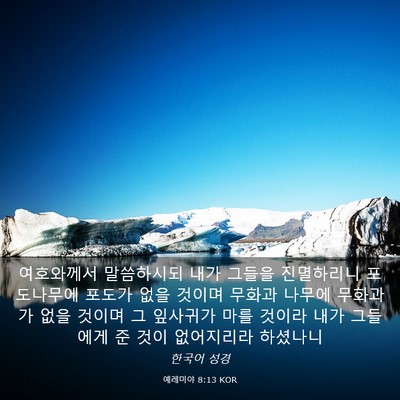 Picture 03 - 예레미야 8:13 KOR - 여호와께서 말씀하시되 내가 그들을 - Bible Verse Picture