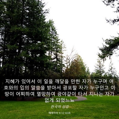 Picture 03 - 예레미야 9:12 KOR - 지혜가 있어서 이 일을 깨달을 만한 - Bible Verse Picture