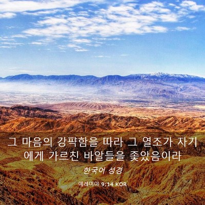 Picture 03 - 예레미야 9:14 KOR - 그 마음의 강퍅함을 따라 그 열조가 - Bible Verse Picture
