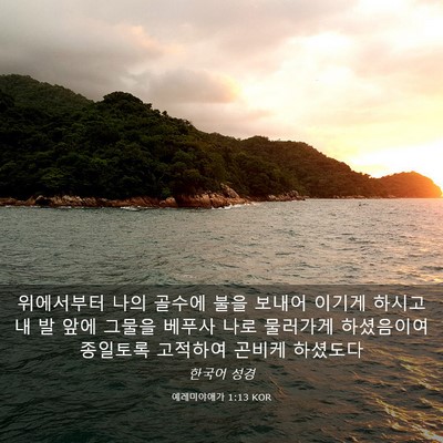 Picture 03 - 예레미야애가 1:13 KOR - 위에서부터 나의 골수에 불을 보내어 - Bible Verse Picture