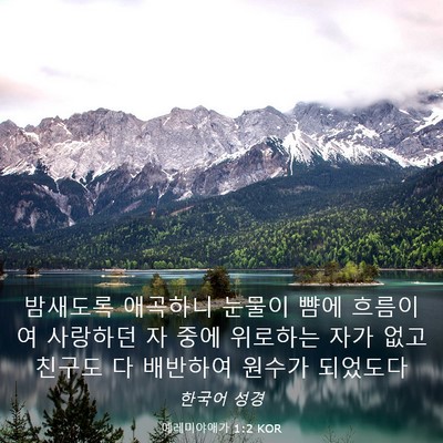 Picture 03 - 예레미야애가 1:2 KOR - 밤새도록 애곡하니 눈물이 뺨에 - Bible Verse Picture