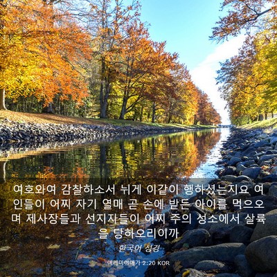 Picture 03 - 예레미야애가 2:20 KOR - 여호와여 감찰하소서 뉘게 이같이 - Bible Verse Picture