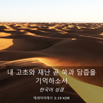 Picture 03 - 예레미야애가 3:19 KOR - 내 고초와 재난 곧 쑥과 담즙을 - Bible Verse Picture