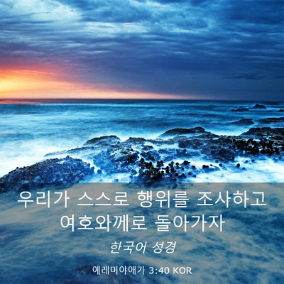 Picture 03 - 예레미야애가 3:40 KOR - 우리가 스스로 행위를 조사하고 - Bible Verse Picture