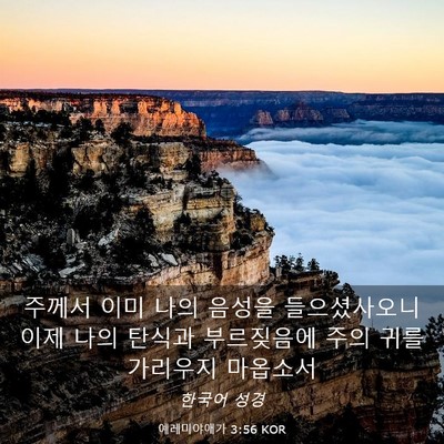Picture 03 - 예레미야애가 3:56 KOR - 주께서 이미 나의 음성을 - Bible Verse Picture