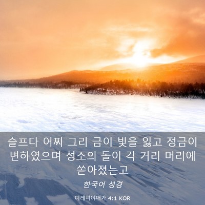 Picture 03 - 예레미야애가 4:1 KOR - 슬프다 어찌 그리 금이 빛을 잃고 - Bible Verse Picture