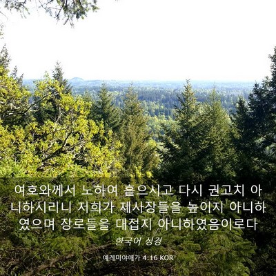 Picture 03 - 예레미야애가 4:16 KOR - 여호와께서 노하여 흩으시고 다시 - Bible Verse Picture
