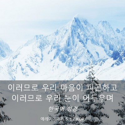 Picture 03 - 예레미야애가 5:17 KOR - 이러므로 우리 마음이 피곤하고 - Bible Verse Picture