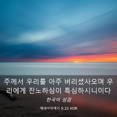 Picture 03 - 예레미야애가 5:22 KOR - 주께서 우리를 아주 버리셨사오며 - Bible Verse Picture