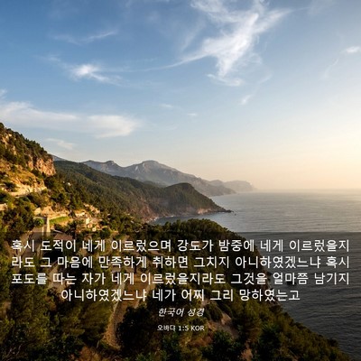 Picture 03 - 오바댜 1:5 KOR - 혹시 도적이 네게 이르렀으며 강도가 - Bible Verse Picture
