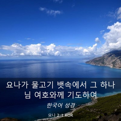 Picture 03 - 요나 2:1 KOR - 요나가 물고기 뱃속에서 그 하나님 - Bible Verse Picture