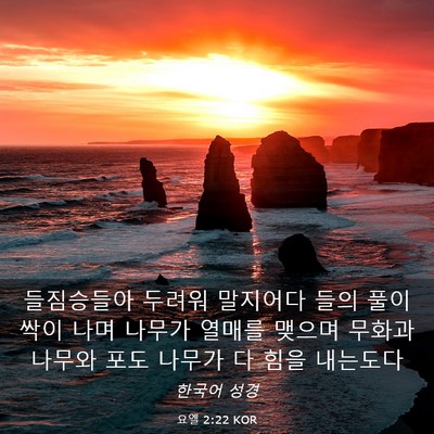 Picture 03 - 요엘 2:22 KOR - 들짐승들아 두려워 말지어다 들의 - Bible Verse Picture
