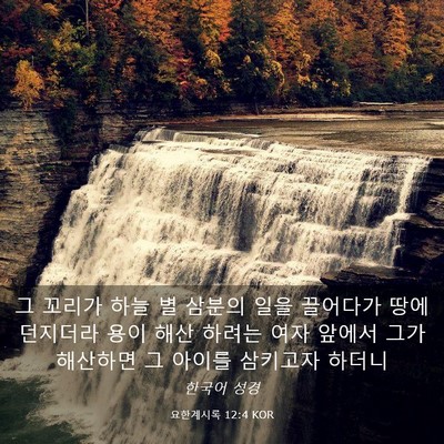 Picture 03 - 요한계시록 12:4 KOR - 그 꼬리가 하늘 별 삼분의 일을 - Bible Verse Picture