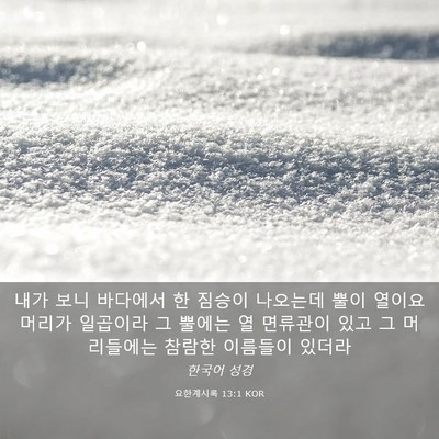Picture 03 - 요한계시록 13:1 KOR - 내가 보니 바다에서 한 짐승이 - Bible Verse Picture