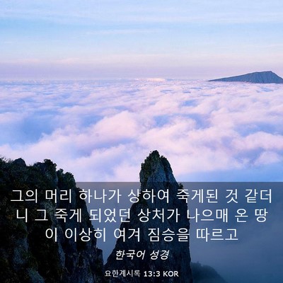 Picture 03 - 요한계시록 13:3 KOR - 그의 머리 하나가 상하여 죽게된 것 - Bible Verse Picture
