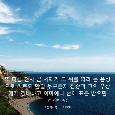 Picture 03 - 요한계시록 14:9 KOR - 또 다른 천사 곧 세째가 그 뒤를 따라 - Bible Verse Picture