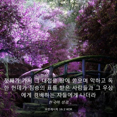 Picture 03 - 요한계시록 16:2 KOR - 첫째가 가서 그 대접을 땅에 쏟으며 - Bible Verse Picture