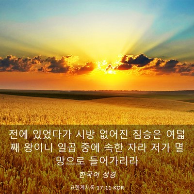 Picture 03 - 요한계시록 17:11 KOR - 전에 있었다가 시방 없어진 짐승은 - Bible Verse Picture