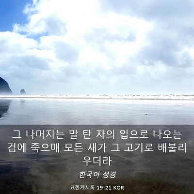 Picture 03 - 요한계시록 19:21 KOR - 그 나머지는 말 탄 자의 입으로 - Bible Verse Picture