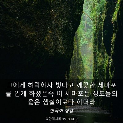Picture 03 - 요한계시록 19:8 KOR - 그에게 허락하사 빛나고 깨끗한 - Bible Verse Picture