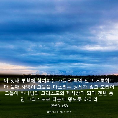 Picture 03 - 요한계시록 20:6 KOR - 이 첫째 부활에 참예하는 자들은 - Bible Verse Picture