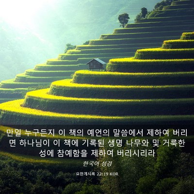 Picture 03 - 요한계시록 22:19 KOR - 만일 누구든지 이 책의 예언의 - Bible Verse Picture