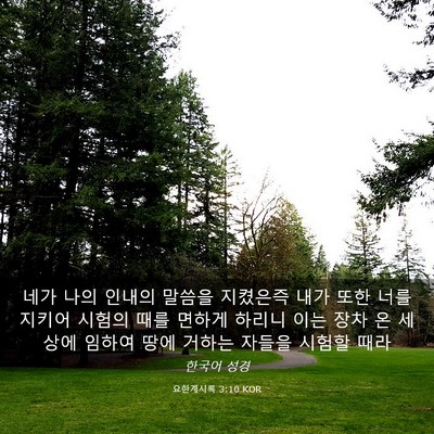 Picture 03 - 요한계시록 3:10 KOR - 네가 나의 인내의 말씀을 지켰은즉 - Bible Verse Picture