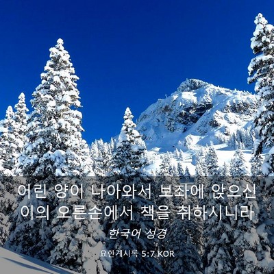 Picture 03 - 요한계시록 5:7 KOR - 어린 양이 나아와서 보좌에 앉으신 - Bible Verse Picture