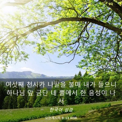 Picture 03 - 요한계시록 9:13 KOR - 여섯째 천사가 나팔을 불매 내가 - Bible Verse Picture