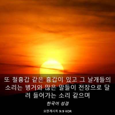 Picture 03 - 요한계시록 9:9 KOR - 또 철흉갑 같은 흉갑이 있고 그 - Bible Verse Picture