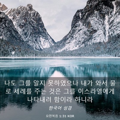 Picture 03 - 요한복음 1:31 KOR - 나도 그를 알지 못하였으나 내가 - Bible Verse Picture