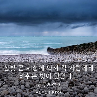 Picture 03 - 요한복음 1:9 KOR - 참빛 곧 세상에 와서 각 사람에게 - Bible Verse Picture