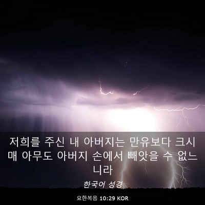 Picture 03 - 요한복음 10:29 KOR - 저희를 주신 내 아버지는 만유보다 - Bible Verse Picture