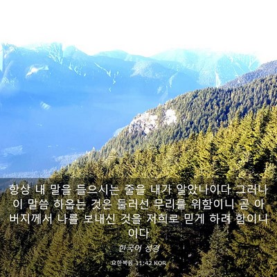 Picture 03 - 요한복음 11:42 KOR - 항상 내 말을 들으시는 줄을 내가 - Bible Verse Picture