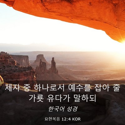 Picture 03 - 요한복음 12:4 KOR - 제자 중 하나로서 예수를 잡아 줄 - Bible Verse Picture