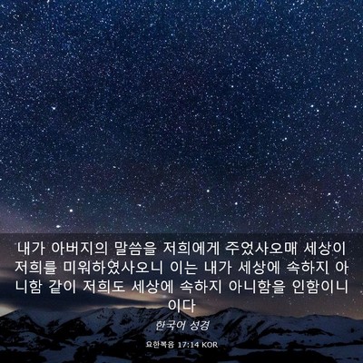 Picture 03 - 요한복음 17:14 KOR - 내가 아버지의 말씀을 저희에게 - Bible Verse Picture