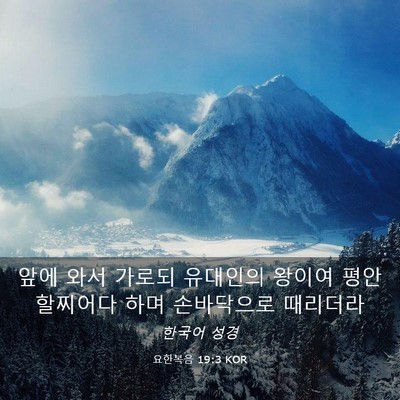 Picture 03 - 요한복음 19:3 KOR - 앞에 와서 가로되 유대인의 왕이여 - Bible Verse Picture