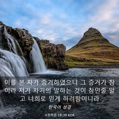 Picture 03 - 요한복음 19:35 KOR - 이를 본 자가 증거하였으니 그 - Bible Verse Picture