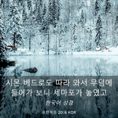 Picture 03 - 요한복음 20:6 KOR - 시몬 베드로도 따라 와서 무덤에 - Bible Verse Picture