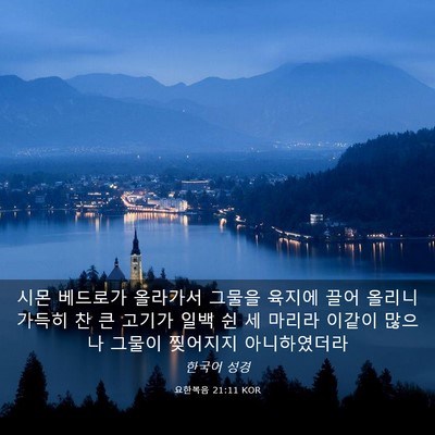 Picture 03 - 요한복음 21:11 KOR - 시몬 베드로가 올라가서 그물을 - Bible Verse Picture