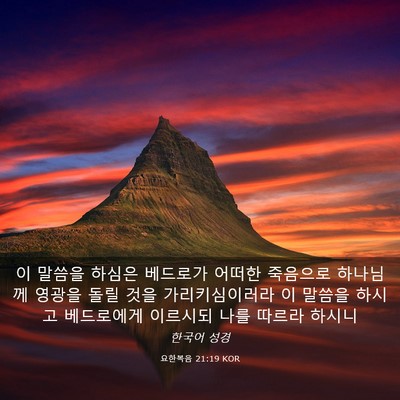 Picture 03 - 요한복음 21:19 KOR - 이 말씀을 하심은 베드로가 어떠한 - Bible Verse Picture