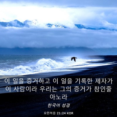 Picture 03 - 요한복음 21:24 KOR - 이 일을 증거하고 이 일을 기록한 - Bible Verse Picture