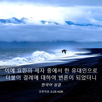 Picture 03 - 요한복음 3:25 KOR - 이에 요한의 제자 중에서 한 - Bible Verse Picture