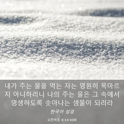 Picture 03 - 요한복음 4:14 KOR - 내가 주는 물을 먹는 자는 영원히 - Bible Verse Picture