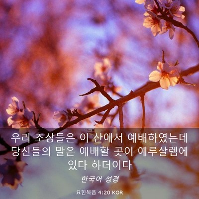 Picture 03 - 요한복음 4:20 KOR - 우리 조상들은 이 산에서 - Bible Verse Picture