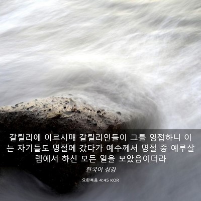Picture 03 - 요한복음 4:45 KOR - 갈릴리에 이르시매 갈릴리인들이 - Bible Verse Picture