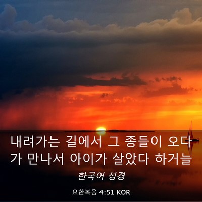 Picture 03 - 요한복음 4:51 KOR - 내려가는 길에서 그 종들이 오다가 - Bible Verse Picture