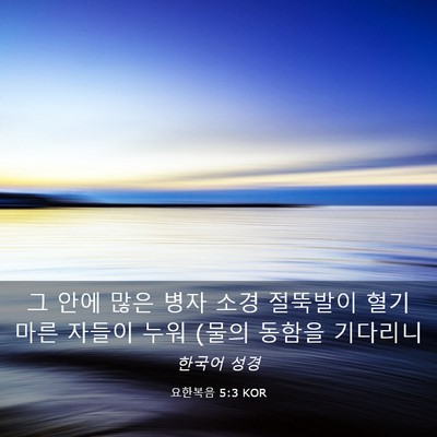 Picture 03 - 요한복음 5:3 KOR - 그 안에 많은 병자 소경 절뚝발이 - Bible Verse Picture