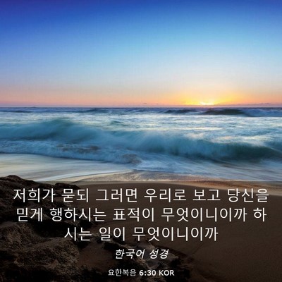 Picture 03 - 요한복음 6:30 KOR - 저희가 묻되 그러면 우리로 보고 - Bible Verse Picture